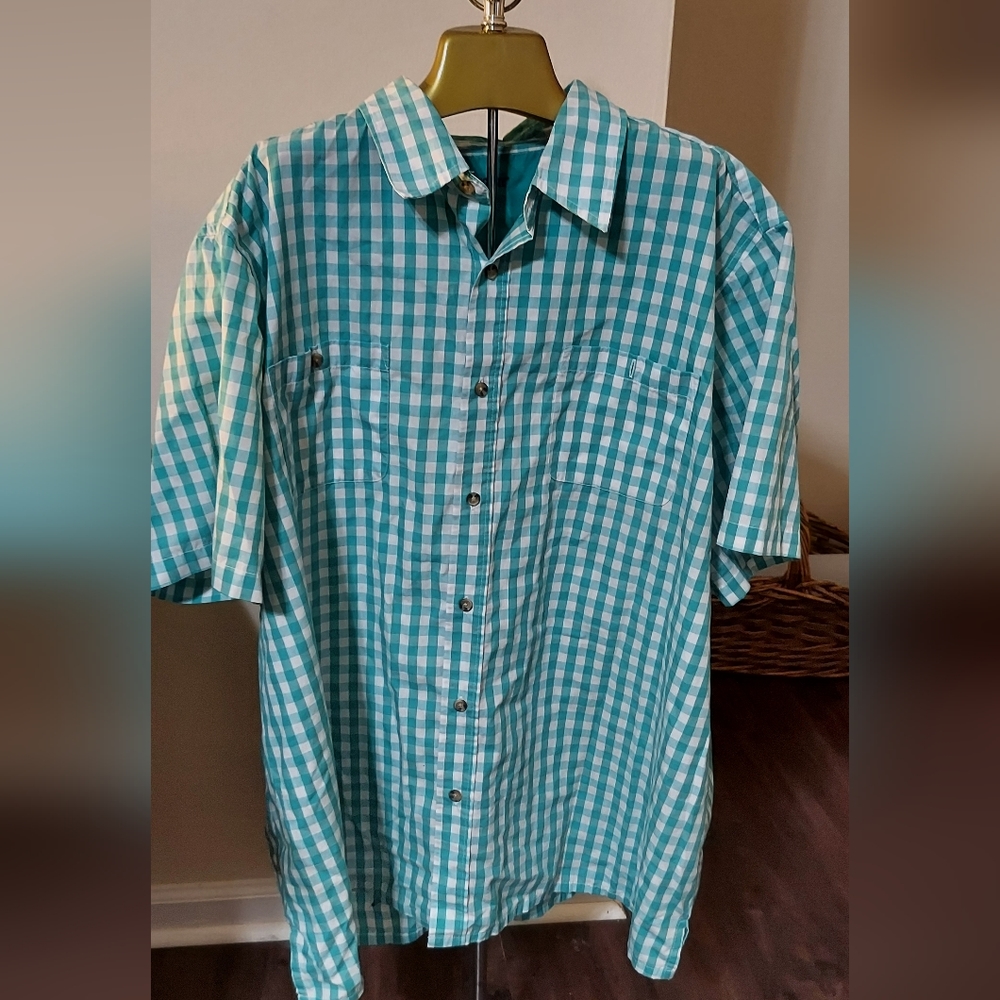 ! KingSize green check ss shirt, 3xl big